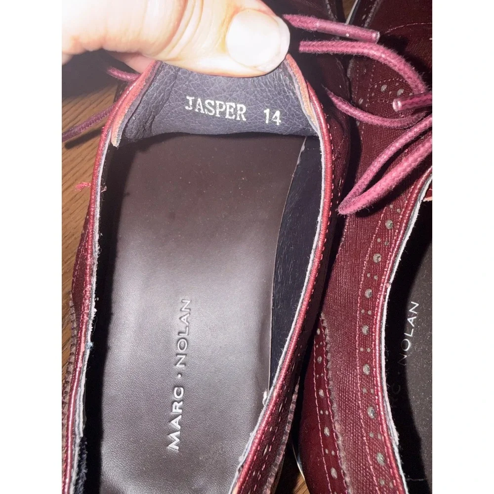 Marc Nolan Jasper Mens Burgundy Wingtip Oxford Dress Shoes Size 14 Burgundy Wine